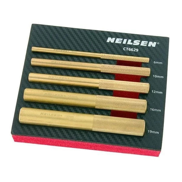 Neilsen 5 Piece Brass Drift Punch Set  6-19mm X 145mm in length Heavy Duty