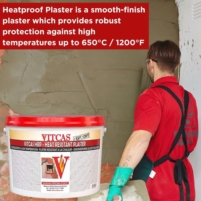 VITCAS 10KG Heat Resistant Plaster – Smooth Finish for Fireplaces, Stoves, ect
