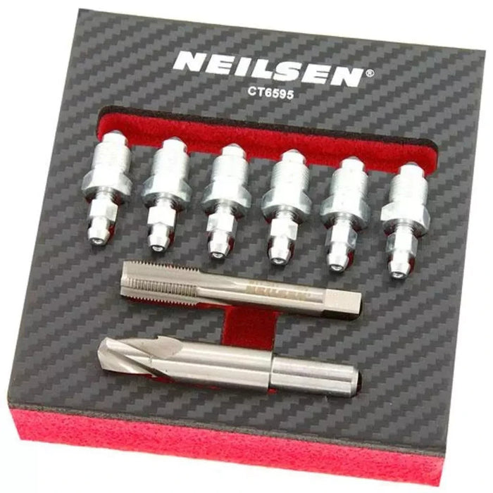 Neilsen 8pc Brake Caliper Bleed Nipple Thread Repair Inserts Kit Set
