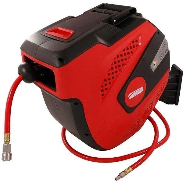 30m/100ft Automatic Retractable Air Line Hose Reel 3/8 2" PVC Mesh Wall Mounted