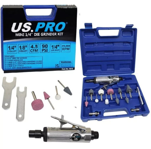 US PRO 15pc MINI 1/4" AIR DIE GRINDER SET 8419