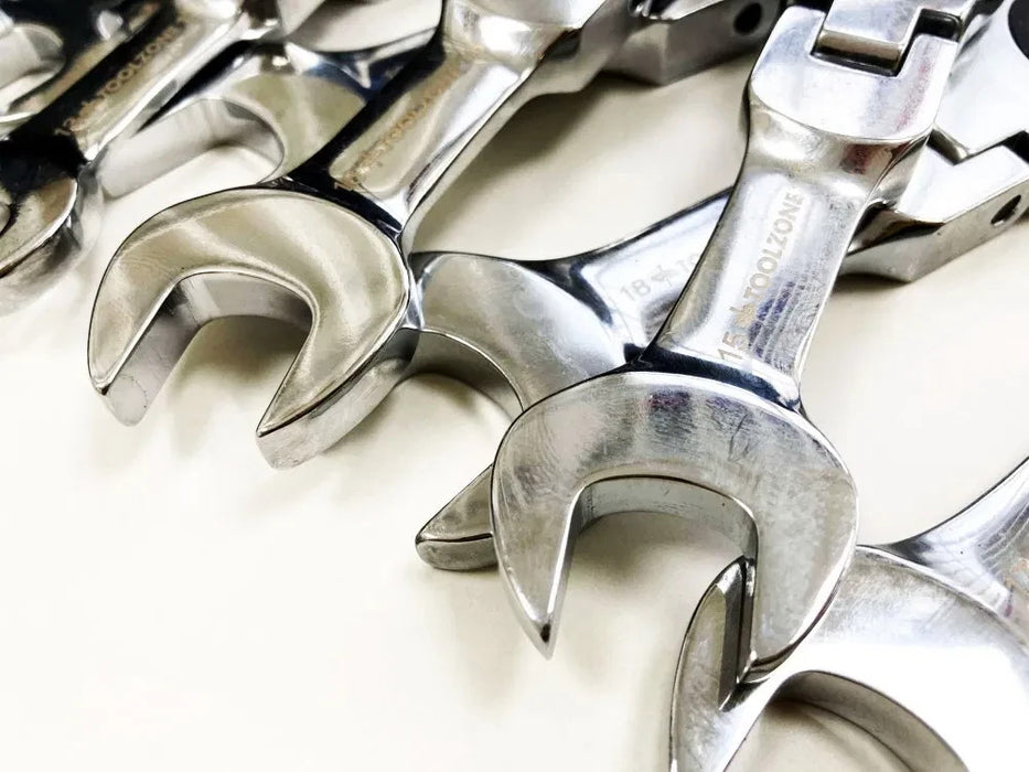 Flexi Head Stubby Ratchet Spanner Set 8-19mm Flexible Ratchet Combination Wrench