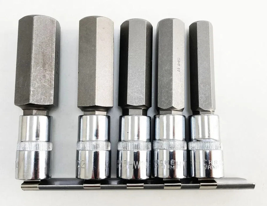 Large Hex Bit Socket Set 14mm 17mm 19mm 22mm 24mm Allen Key Sockets 1/2" Drive