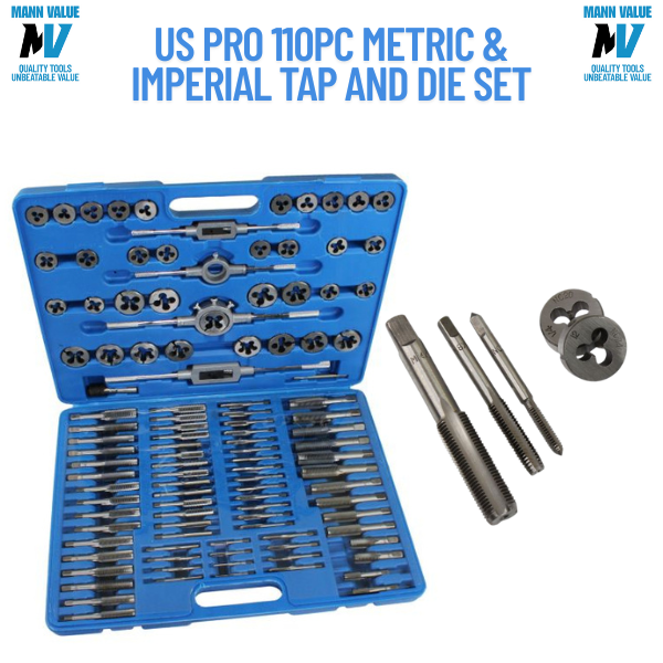 US PRO Tools 110 Piece AF / imperial & Metric Tap And Die Set 2654
