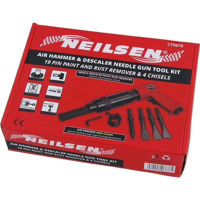 Neilsen Air Hammer Chisel Descaler Needle Gun With 4 Chisels Tool For Compressor