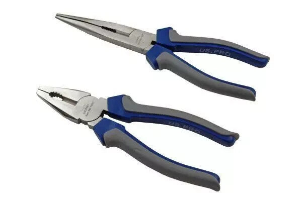 US PRO Tools 5pc Pliers Set combination long bent nose side cutters water pump
