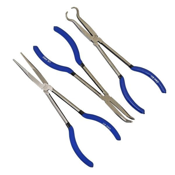 US PRO Tools 5pc 11" Long Reach Plier Set Angled Offset Straight & Hose Pliers