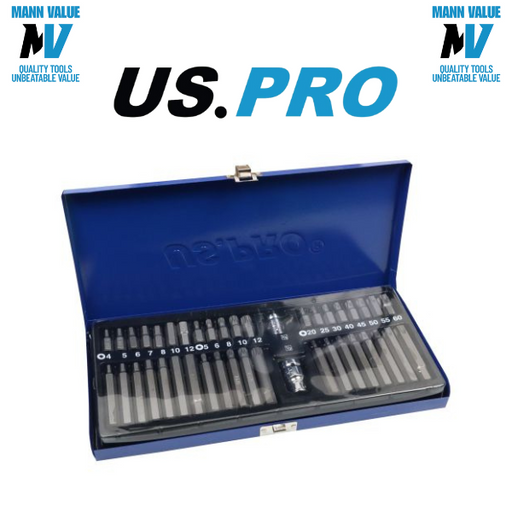 US PRO 42pc Set Hex, Allen, Torx, Star, Spline Bit Sockets 3/8" 1/2" DR 1486