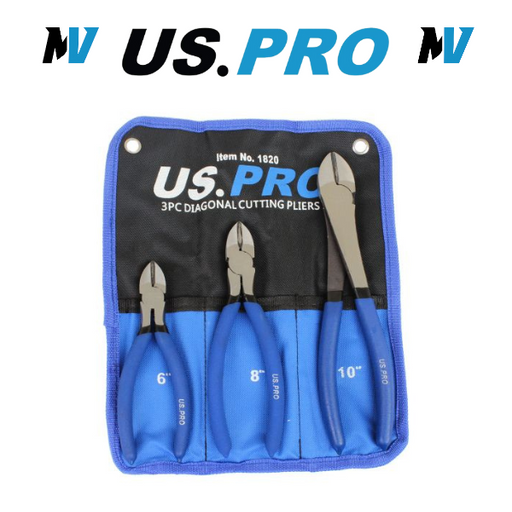 US PRO 3pc Diagonal Side Cutting Plier Set 6", 8", 10" 1820