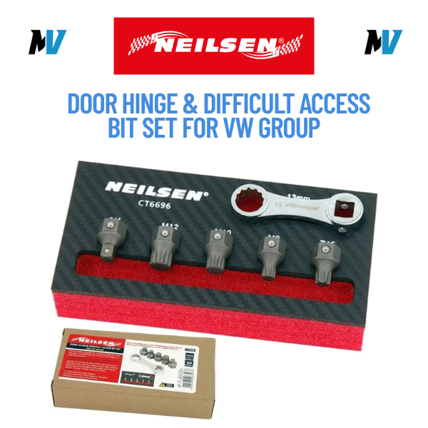 Neilsen Car Door Hinge & Difficult Access Bit Tool Set for VW Audi Seat Skoda