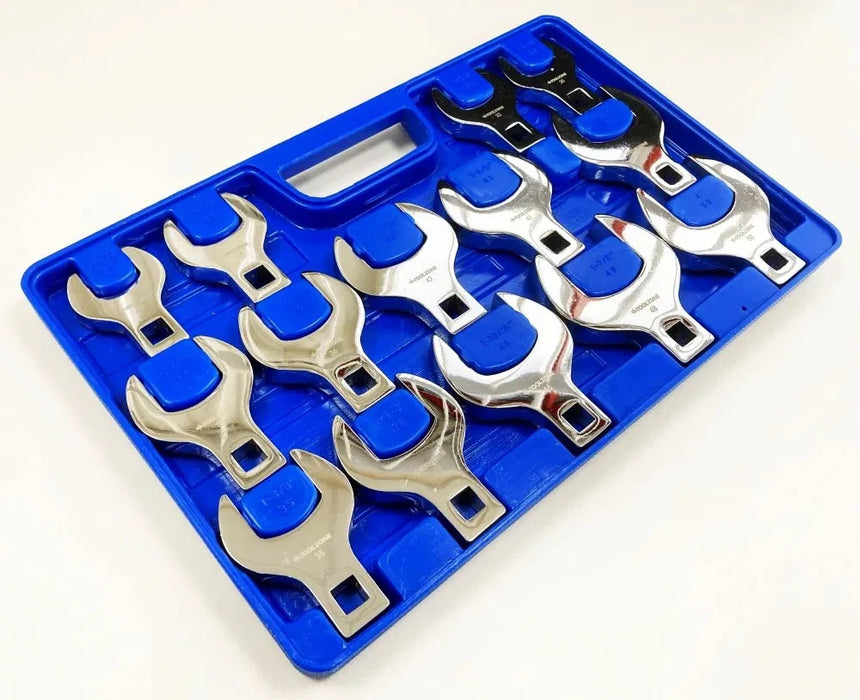 14pc Extra Large Crows Foot Feet 1/2" Nut Spanners Wrenches 27 - 50 mm
