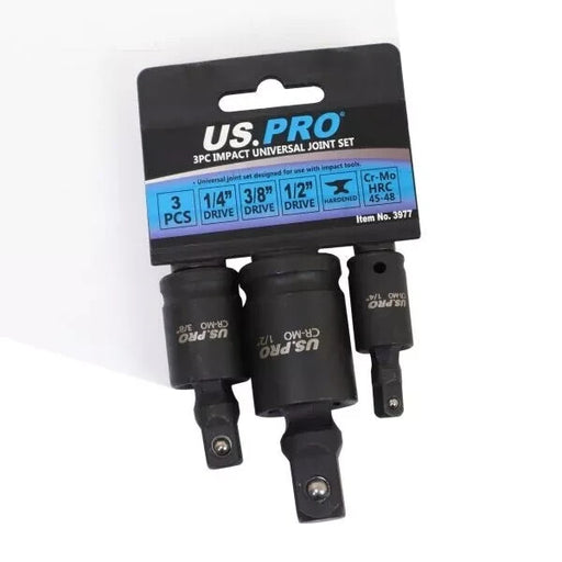 US PRO Tools 3pc Impact Universal Wobble Joint Set 1/4" 3/8" 1/2" Drive Sockets