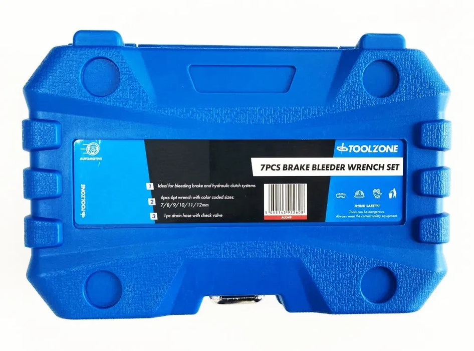 Toolzone 7pc Brake Clutch Bleed Wrench Spanner Set 12pt 7-12mm AU349 Bleeder