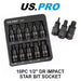 US PRO Tools 10PC 1/2" DR Torx Impact Star Bit Socket Set T20 - T70 3592