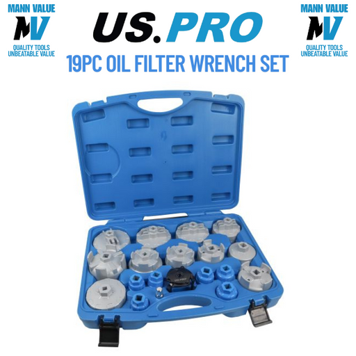 US PRO Tools 19pc Oil Filter Wrench Set Cup Leg Socket Types Various Models 3018