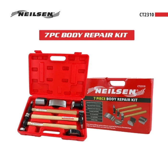 Neilsen Car Auto Body Panel Beating Dent Repair Tool Kit Hammers Dolly Set 7pc