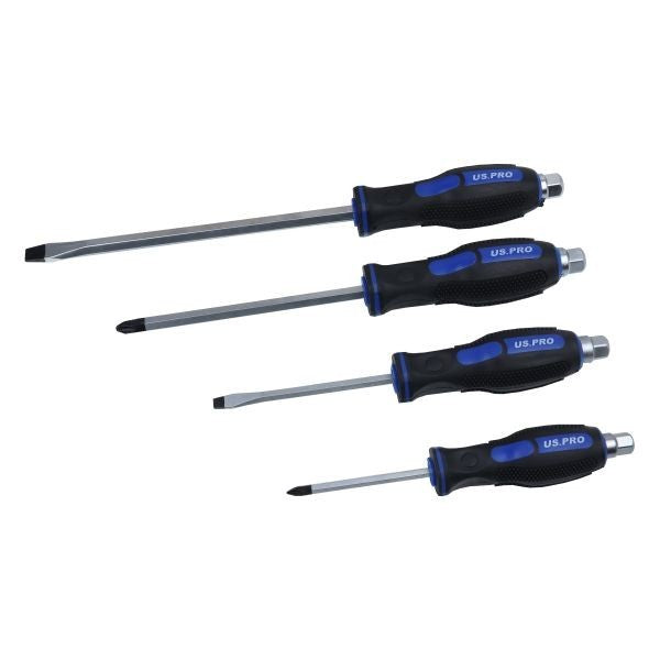 US PRO 12PC Go Through Screwdriver Set Slotted & Philips With Spanner Drive 1610