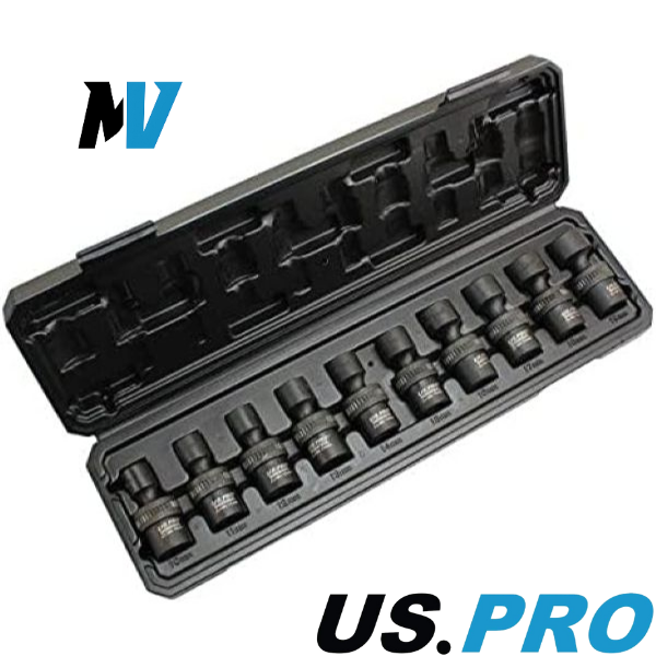 US PRO Industrial 3/8" Drive Swivel Impact Socket Set 10 pcs 3471 Socket Wobble