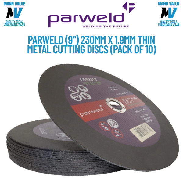 Parweld (9") 230mm x 1.9mm Thin stainless steel metal cutting discs (PACK OF 10)