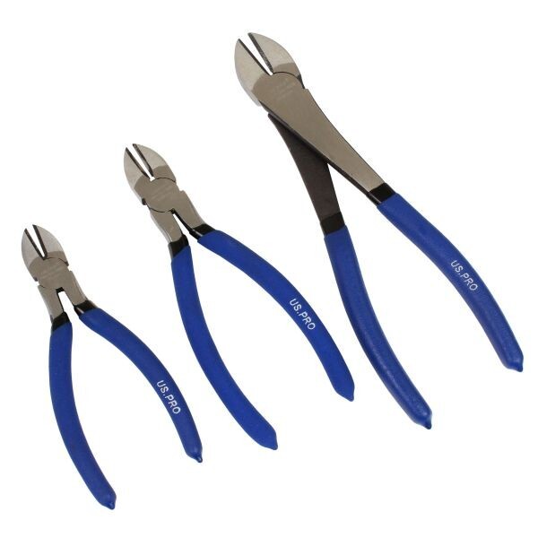 US PRO 3pc Diagonal Side Cutting Plier Set 6", 8", 10" 1820