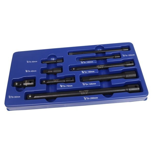 US PRO Tools 9pc 1/4" 3/8" 1/2" dr Impact Extension Bar Set For Sockets 3462