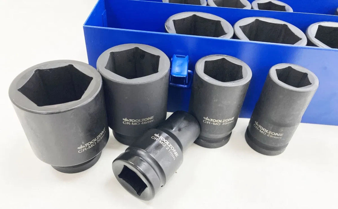 1" Deep Impact Socket Set - Sockets from 17mm - 75mm  Jumbo Socket Set 25 Piece