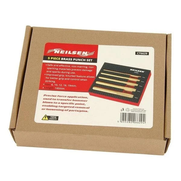 Neilsen 5 Piece Brass Drift Punch Set  6-19mm X 145mm in length Heavy Duty