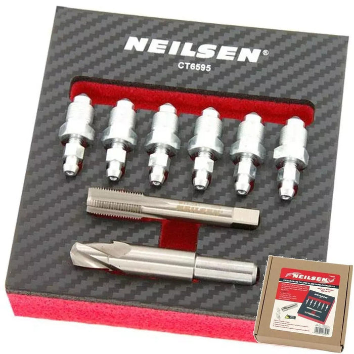 Neilsen 8pc Brake Caliper Bleed Nipple Thread Repair Inserts Kit Set