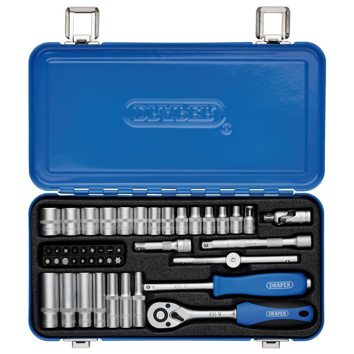 DRAPER 16365 45 PIECE 1/4" SQ. DR. METRIC SOCKET SET IN METAL CASE