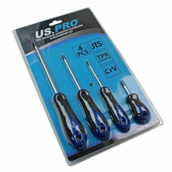 US PRO Tools 4 Piece Japanese Industry Standard Screwdriver Set JIS ph1,2,3 